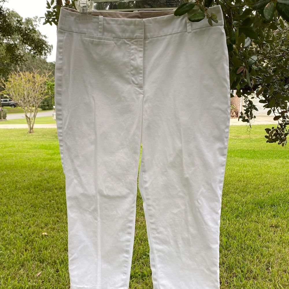 Talbots Women's White Cotton Straight Leg Chino Pant Size 6P
